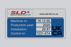Machinery sign in Anodised aluminium