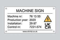 Printed Aluminium machine signs