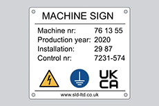 Printed Aluminium signs for machines