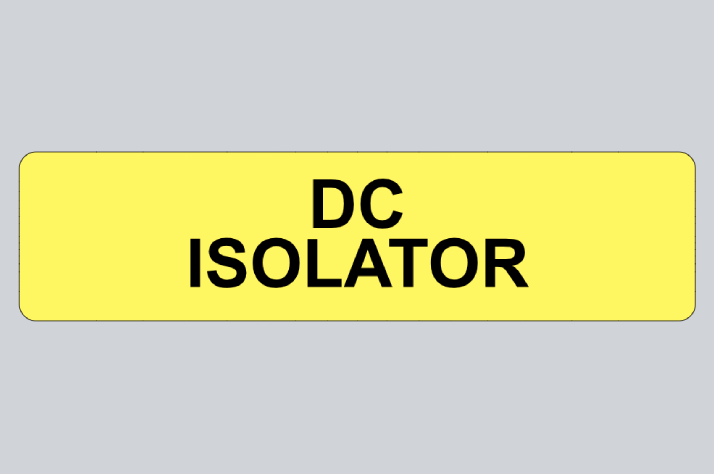 Štítek DC izolátoru